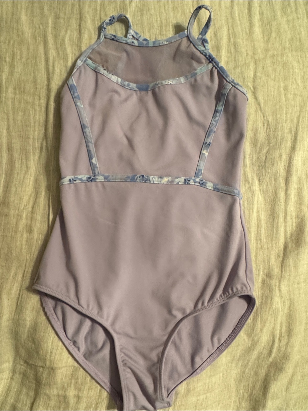 Mirella Lilac Girls One-Piece Leotard with Floral Trim
